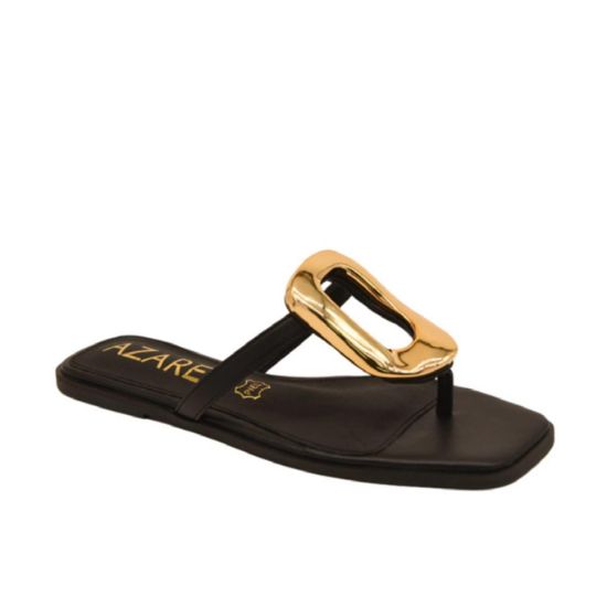 Sandalia negra dorado tendencia verano 2025 primavera verano calidad excelente