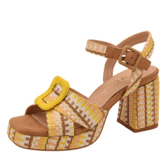 Tacón amarillo Azarey ideal para verano primavera 2025